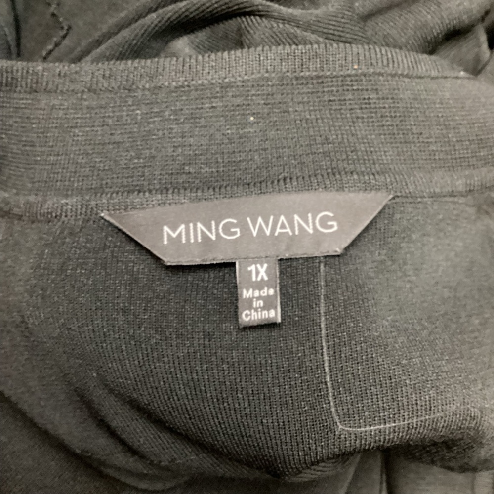 Ming Wang Knit Jacket Geometric Topstitching Black - image 7